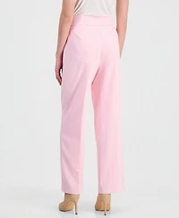Anne Klein Essentials Petite Pleated Faux-Fly Pull-On Pants