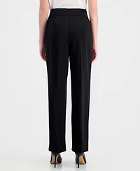 Anne Klein Essentials Petite Pleated Faux-Fly Pull-On Pants