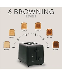 Willow Kitchen 2-Slice Toaster with Wide Slots - Perfect for Toast Bagels, Compact Design, Crumb Tray
