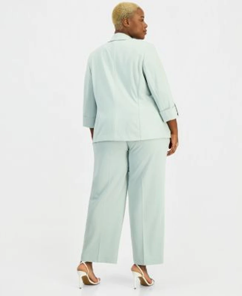 Anne Klein Essentials Notch Collar Kissing Front Blazer Pull On High Rise Pant