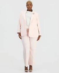 Anne Klein Plus Size Embellished Peak Lapel Blazer Straight Leg Pull On Pants