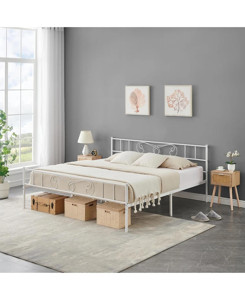 gaomon King Metal Bed Frame with Headboard and Footboard, Steel Slat Platform