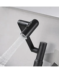 Rainsken Rotatable Bathroom Faucet with Temperature Display in Fahrenheit (Batteries-Free