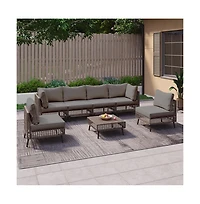 Decksplore 7 Piece Pe Wicker Rattan All Weather Cushion Patio Sectional Sofa Set