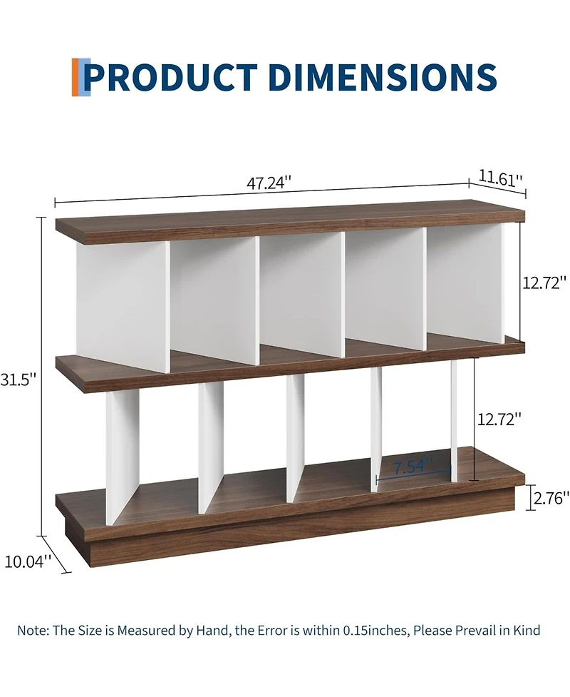 Gaomon 8 Cube Bookcase, Low Open Wood Storage Shelf with Removable Back Panels, Freestanding Bookshelf