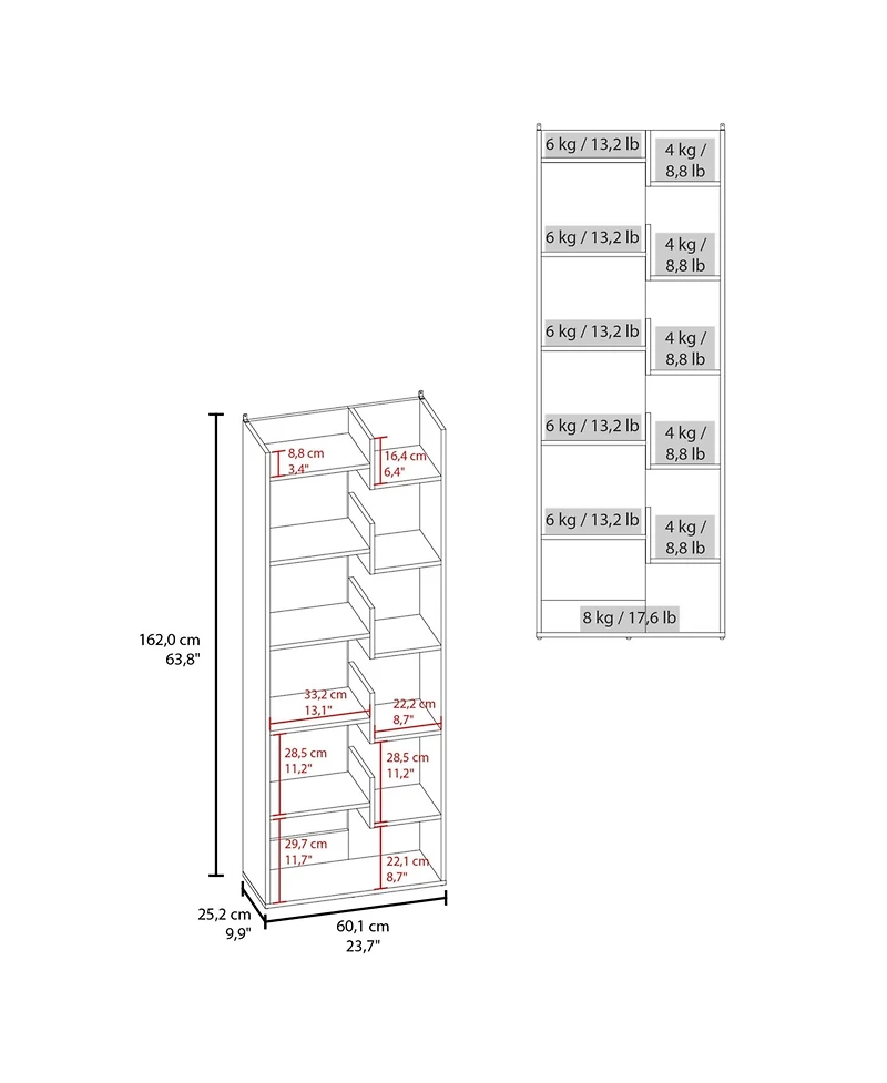 Fm Furniture Perry Bookcase in Melamine with Open Storage