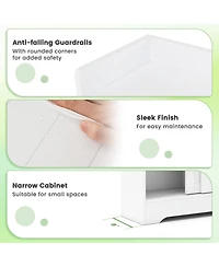 Volenca Slim Bathroom Floor Storage Cabinet with Built-In Toilet Paper Holders