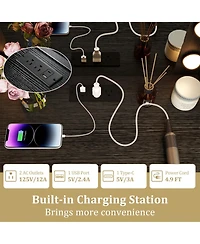 Volenca Compact Vanity Desk Set with 3-Color Lighted Mirror and Power Outlets, Makeup Table