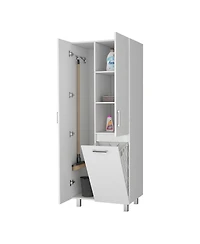 Fm Furniture The Mirage Modern Storage Cabinet with 2 Doors, 1 Drawer, and Metal Legs,Perfect for Organizing Bathrooms,Laundry Rooms, and Common Areas