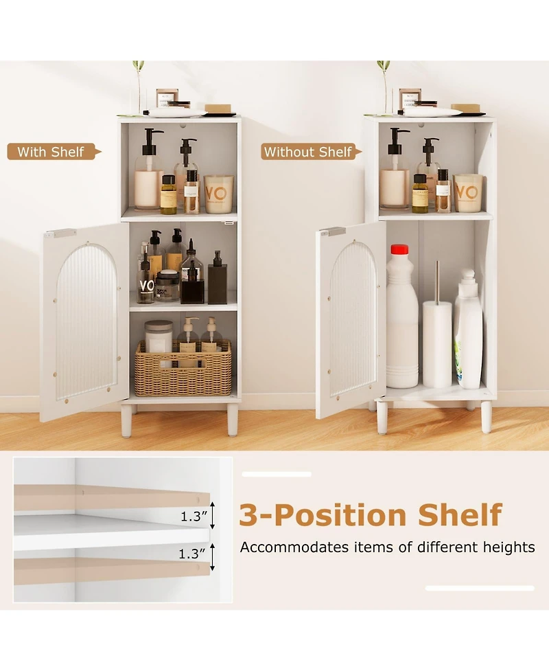 Volenca Wood Bathroom Floor Storage Cabinet Organizer with Adjustable Shelf
