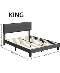 gaomon Size Bed Frame with Upholstered Headboard, Size Platform Bed Frame with Wooden Slat Support