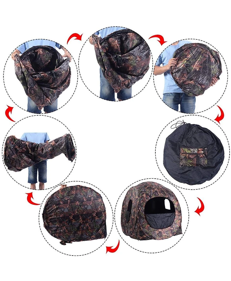 Mecale Portable Pop-Up Ground Camo Hunting Blind Enclosure, Surround View Shelter