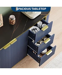 Gaomon Sideboard Buffet Storage Cabinet, 60in Large Modern Fluted Cupboard Coffee Bar Tv Console Cabinet with Adjustable Shelf for Kitchen