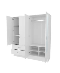 Fm Furniture Hilda Wardrobe Multistorage with Two Mirrors, White