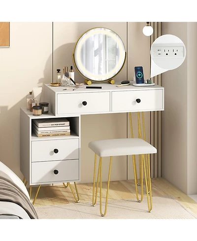 Volenca Modern Dressing Table with Storage Cabinet, Vanity Makeup Desk