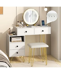 Volenca Modern Dressing Table with Storage Cabinet, Vanity Makeup Desk