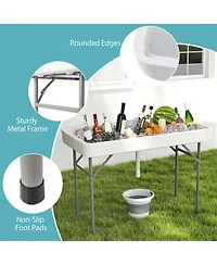 Mecale 4 ft Ice Cooler Folding Table with Large Sink, Portable Ice Bin Serving Table