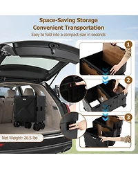 Mecale Large Foldable Utility Cart with 2-Tier Storage Crates and Telescoping Handle