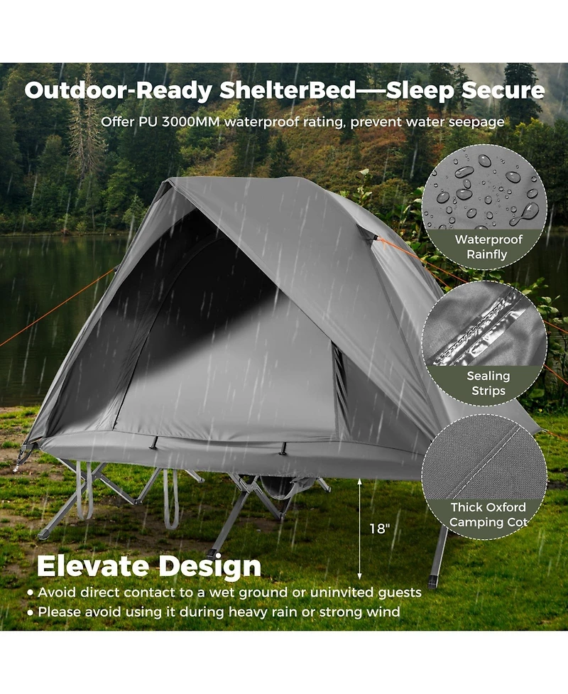 Mecale 2-Person Foldable Camping Cot Tent Combo, Off-Ground Sleeping Shelter for Adults