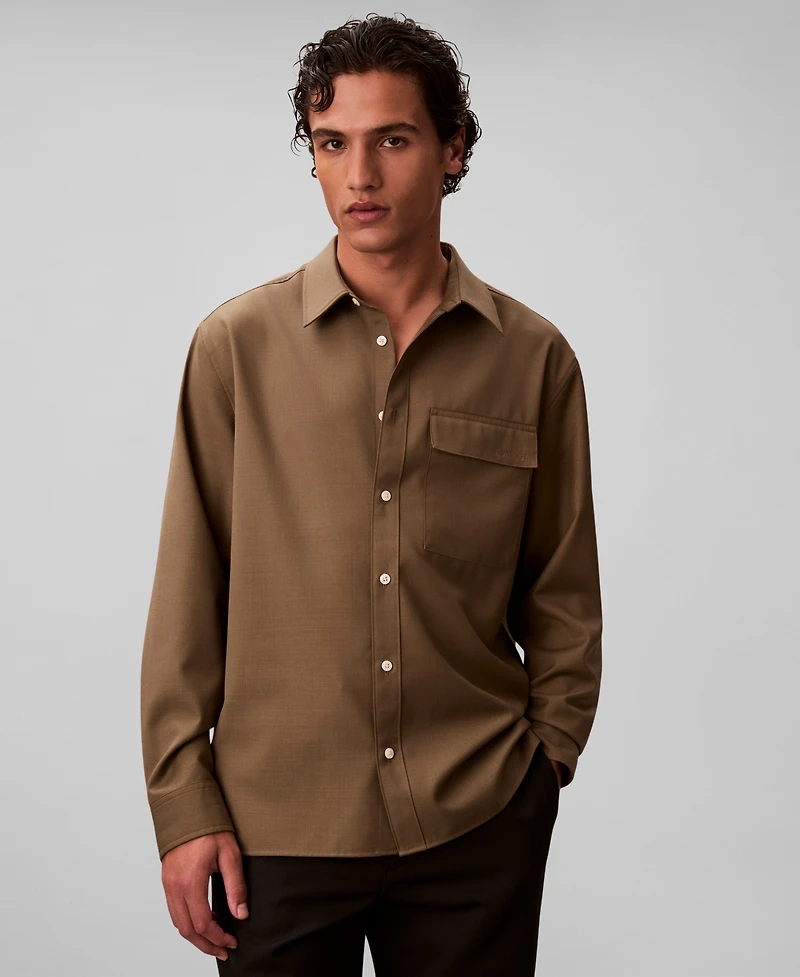 Calvin Klein Men's Travel Twill Regular-Fit Shirt