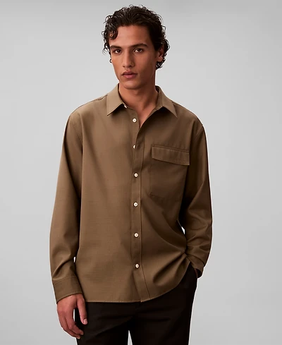 Calvin Klein Men's Travel Twill Regular-Fit Shirt