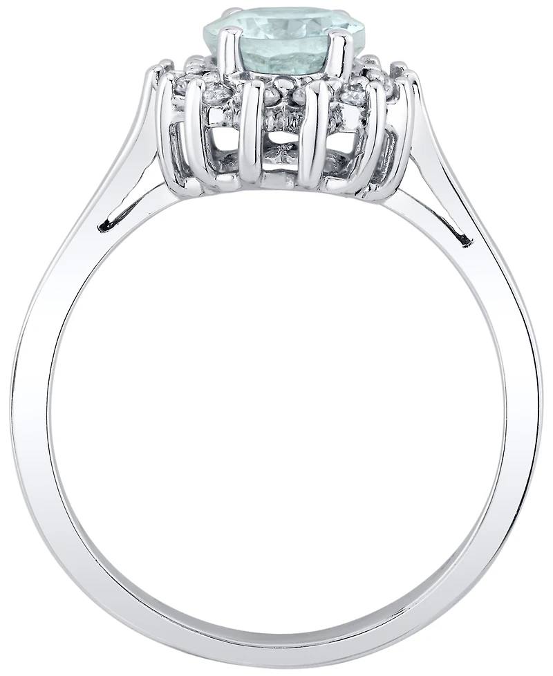 Macy's Aquamarine (1-1/10 ct. t.w.) & Diamond (1/5 ct. t.w.) Ring in 14k White Gold