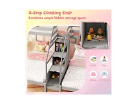 Slickblue Twin Over Bunk Bed with Stair Storage for Kids and Teens - One Fits All