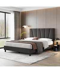 gaomon Queen Bed Frame with Adjustable Headboard, Upholstered Platform