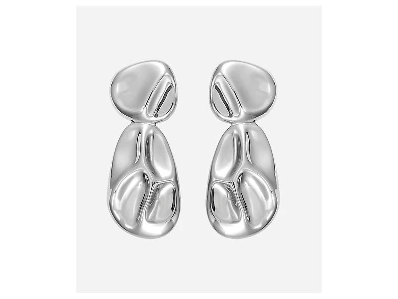 Rivka Friedman Rhodium Sculptural Statement Drop Earrings