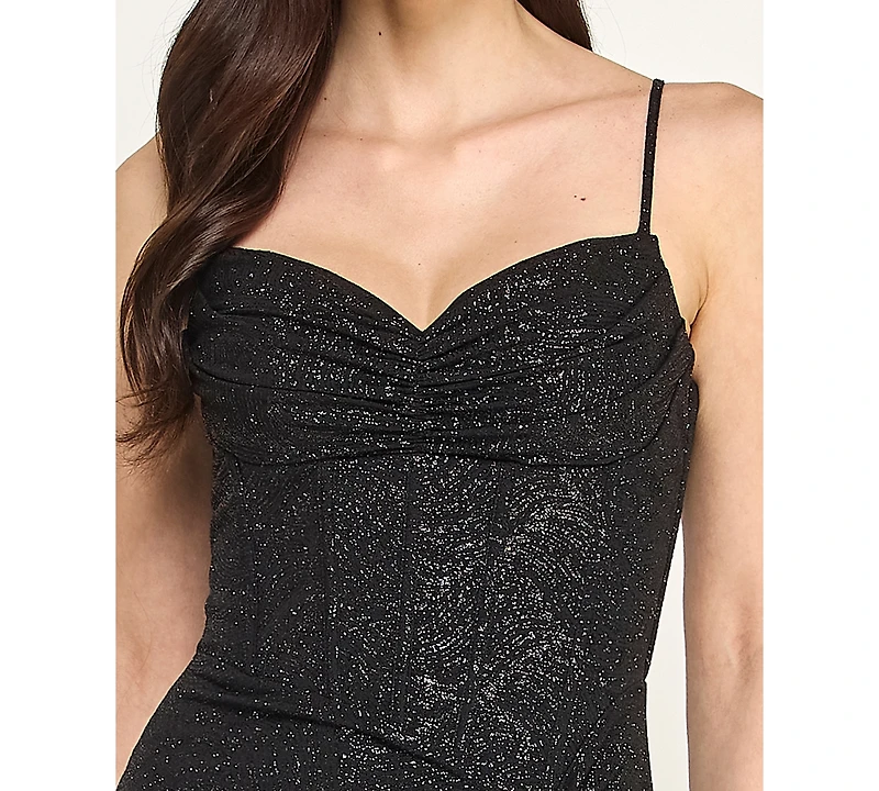 pear culture Juniors' Sweetheart-Neck Strappy Shimmer Gown