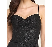 pear culture Juniors' Sweetheart-Neck Strappy Shimmer Gown