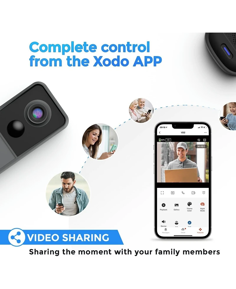 Contixo Xodo VD2 Smart Wi-Fi Wireless Video Doorbell with 2K Qhd Camera and Chime