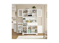 gaomon Modern Kitchen Pantry Storage Cabinet with Hutch Drawers Shelves