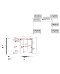 Fm Furniture Ekko Corner Computer Desk, L-Shaped Home Office Desk with Drawer, Shelves