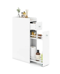 Volenca Small 4-Tier Bathroom Storage Cabinet with Slide-Out Drawers, Casters for Easy Move
