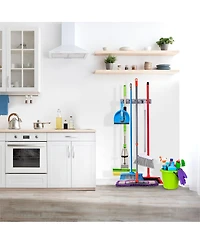 Sorbus 16 Inch Wall-Mounted Mop, Broom Organizer - Holds Up to 11 Items - Ideal for Kitchen, Laundryroom