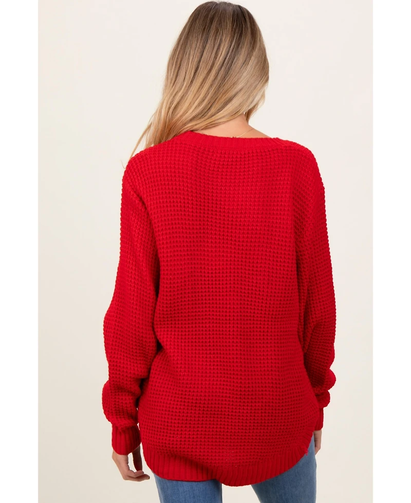 Pinkblush Maternity Heather Waffle Knit Rounded Hem Sweater