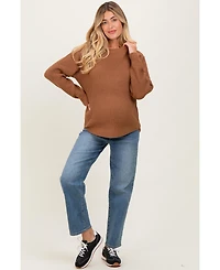Pinkblush Maternity Ivory Waffle Knit Rounded Hem Sweater
