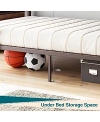 gaomon 2-in-1 Twin Metal Bunk Bed, Convertible Loft Frame with Guardrails & Ladder, Heavy Duty, Brown