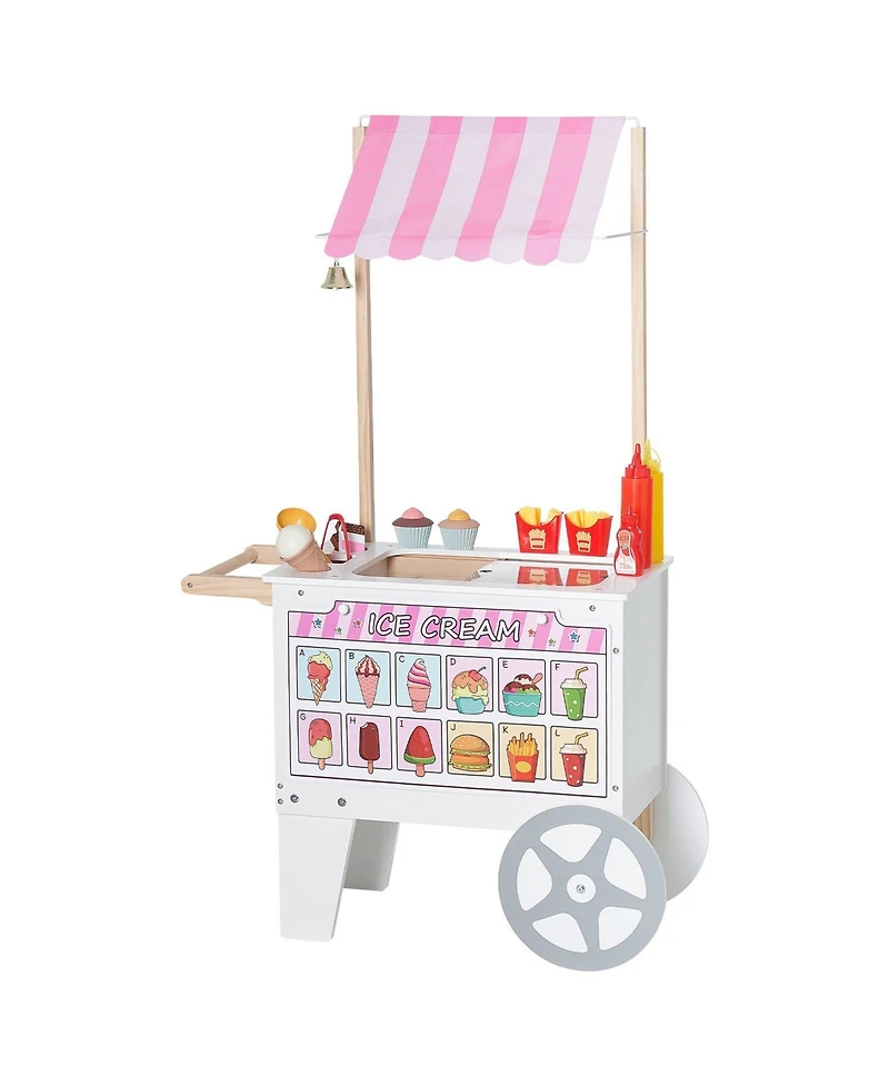 Sugift Ice Cream Cart with Flipping Menus, Freezer & Scanner