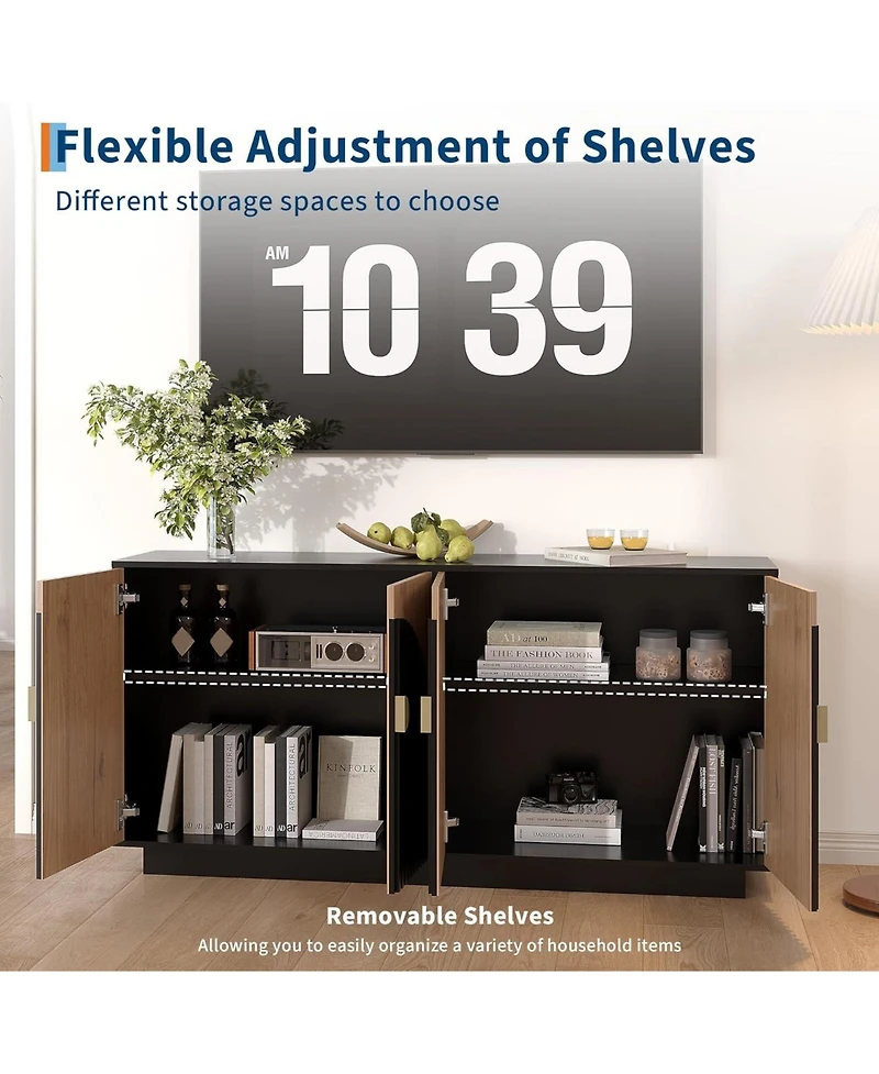 "Gaomon Modern Farmhouse Sideboard Buffet Cabinet with Fluted Doors – Versatile Storage for Dining Room, Coffee Bar, Kitchen & Wine Bar