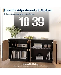 "Gaomon Modern Farmhouse Sideboard Buffet Cabinet with Fluted Doors – Versatile Storage for Dining Room, Coffee Bar, Kitchen & Wine Bar