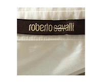 Pre-Owned Roberto Cavalli Women's White Brasso Feather Print Cotton Shirt Dress