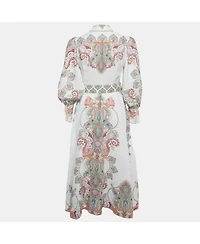 Pre-Owned Zimmermann Women's White Paisley Print Linen Ninety-Six Filigree Dress