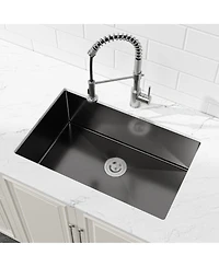 flynama 27x19inch Black Stainless Steel Kitchen Sink Single Bowl Undermount Handmade