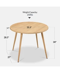Best Choice Products Round Mid-Century Modern 35.5in Dining Table, Dinette for Home or Kitchen w/Wood Finish Steel Legs