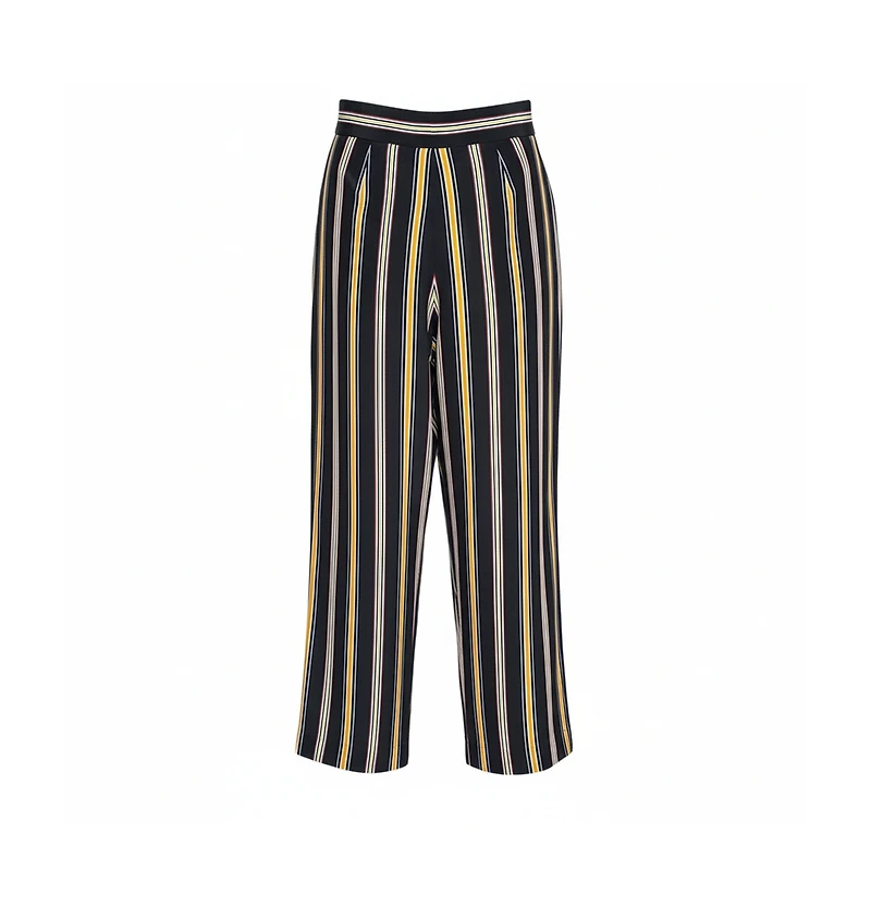Pre-Owned Chloe Women's Multicolor Silk Rough Striped Cropped Trousers