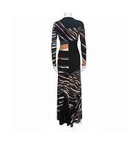 Pre-Owned Roberto Cavalli Women's Multicolor Stretch Jersey Draped V Neck Maxi Dress