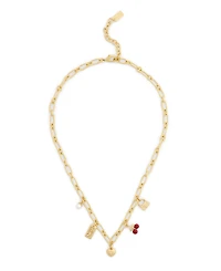 Coach Faux Stone Signature Cherry Charm Bib Necklace