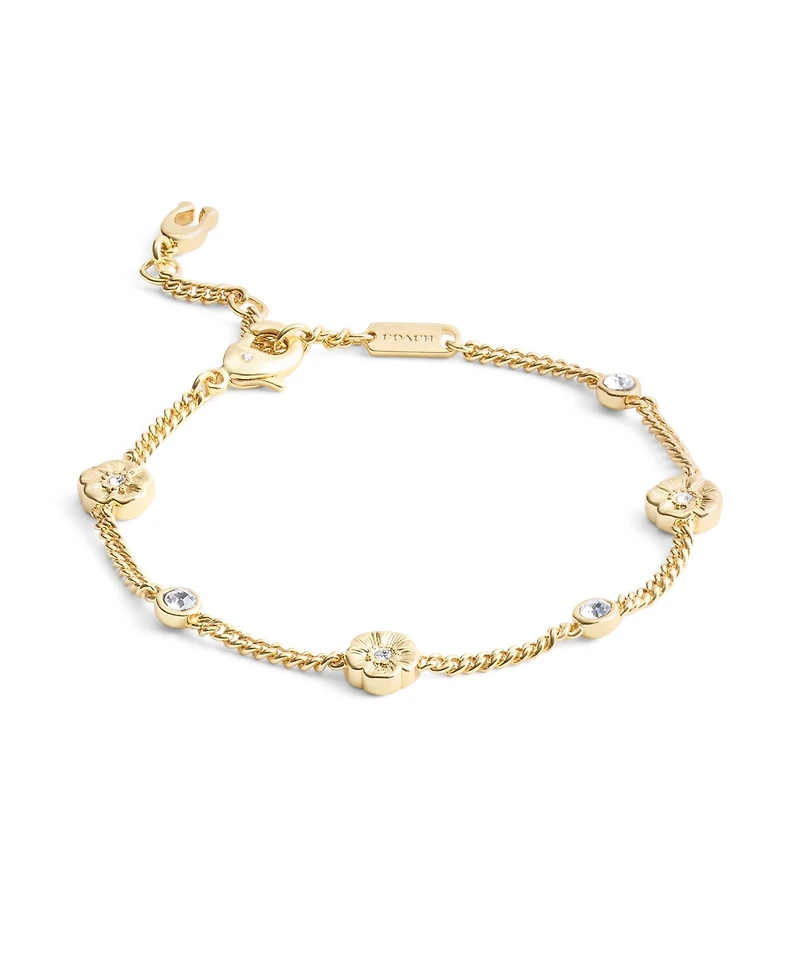 Coach Faux Stone Signature Tea Rose Strand Bracelet